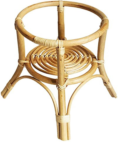 Colcolo Natürlicher Rattan Pflanzenständer, Handgewebter Blumenständer Aus Holz,