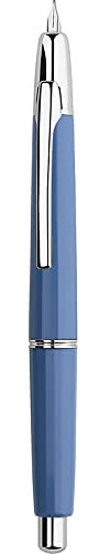 Majohn A2 Press Fountain Pen Extra Fine Nib with Box, Retractable Blue Resin Ink Pen with Converter Writing Pen Set (Silver Clip Version)