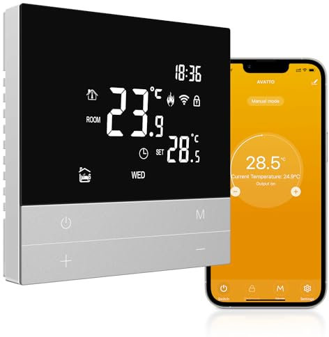 AVATTO Thermostat für Wasser Fußbodenheizung Smart WiFi Thermostat Programmierbar Raumthermostat Unterstützen Alexa, Google Home Sprachsteuerung und Smart Life App Fernbedienung (2.4GHz-WiFi)