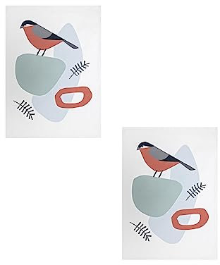 MAGMA Geschirrtuch Rotkehlchen Digitaldruck 50x70cm Landhausstil Vintage Retro Weihnachten Baumwolle saugfähig pflegeleicht