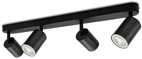 KYOTECH Schwarz 4-flammige Spotlampe LED Deckenleuchte Deckenlampe Schwenkbar GU10 Spotleuchte Drehbar Deckenspots für 4x GU10 Leuchtmittel für Küche Wohnzimmer ohne Leuchtmittel