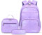 ZHANAO Juego de mochila con estampado de nieve con lonchera, bolsa de lápices, bolsa de libros para niñas y niños, 3 piezas, mochila escolar para estudiantes de primaria, C-Púrpura, A