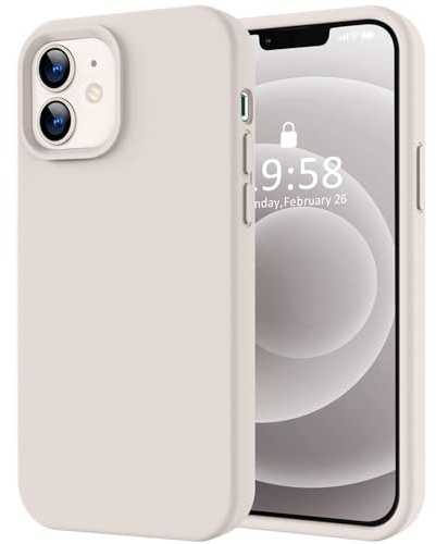LOVE 3000 Designed for iPhone 12 Case/iPhone 12 Pro Case, Premium Silicone with [Soft Anti-Scratch Microfiber Lining] Shockproof Protective Phone Case for Lanyard 6.1, Stone