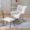 SKORDO Mid-Century Moderner Teddy-Schaukelstuhl mit Hocker, Erwachsenensessel, ideal für Wohnzimmer, Schlafzimmer und Lesen, getuftet, Stoff, Komfort-Design