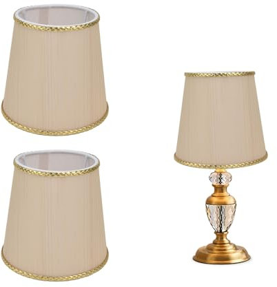 Gsycle 2Pcs Lampenschirme, Clip auf kleine Lampenschirme Kronleuchterschirme Tischlampenschirme Fassgewebe, Beige, E14, Modern, Tragbar