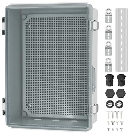Joinfworld Clear Electrical Enclosure Box Outdoor 14x10x6 Plastic Junction Box Waterproof Outside Nema 4 Electrical Box Weatherproof for Electronics Pump Controller WiFi Router