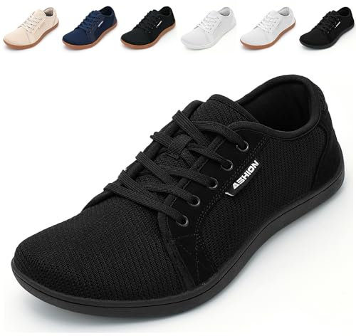 ASHION Breite Barfuss Schuhe Damen Herren Barfußschuhe Minimalistische Traillaufschuhe Running Walking Schuhe,B Schwarz 40 EU