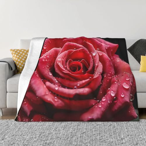 DEHIWI Blooming Rose Flanell-Fleecedecke, 101,6 x 76,2 cm, ultraweich, warm, gemütlich, Überwurf, Decke, Ganzjahresdecken für Bett, Sofa, Wohnzimmer, Outdoor