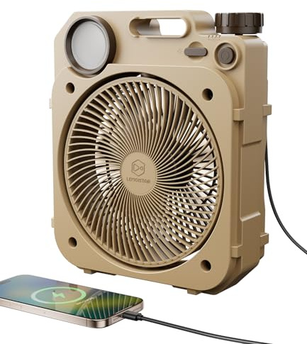 Portable Camping Fan, 20000mAh Rechargeable Battery Operated Fan with LED Lantern, 90° Auto-Oscillation Cordless, USB Powered for Outdoor Indoor Power Outage Travel Worksite Hurricane Beach