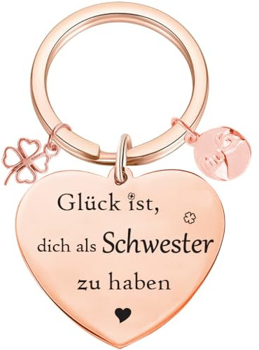 Tecreo Schwester Geschenke, Schwester Herz Schlüsselanhänger, Beste Schwester der Welt -Schwester Geschenke zum Geburtstag, Graduierung Geschenke für Schwester, Rosegold