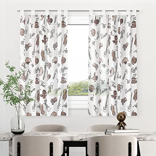 HOMEYA - Cortina Cocina Translúcida 140x220cm - Visillo Transparente Estampado para Ventana, Marco de Puerta - 2 Unidades