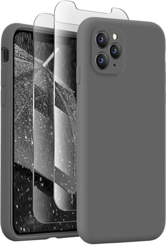 XXDD for iPhone 11 Pro Case,[Square Edges][Camera Protection] Silicone Upgraded Shockproof Protective Phone Case with [2X Screen Protectors],Soft Anti-Scratch Microfiber Lining, 5.8 inch,Space Gray