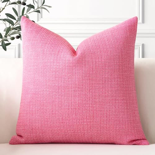 Artscope 1er Set Kissenbezug Einfarbig Wurfkissenbezug Leinen Kissenbezüge 60x60cm Moderne Dekokissen Kissenhülle Set Kissen Fall für Sofa Schlafzimmer Zuhause Dekor, Rose Rot