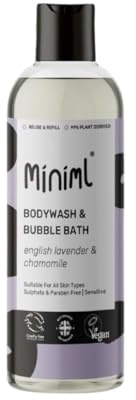 Miniml Natural English Lavender & Chamomile Body Wash – 500ml | For All Skin Types – Hypoallergenic Dermatologically Tested – Sulphate & Paraben Free – Vegan & Cruelty Free