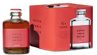 Match Tonic Spicy, Acqua Tonica, 4 bottiglie da 200ml, Ideale al Posto del Ginger Beer, con Peperoncino Rosso, Pepe Nero e Zenzero Fresco, Basso Contenuto di Zucchero, Materiale 100% Riciclato