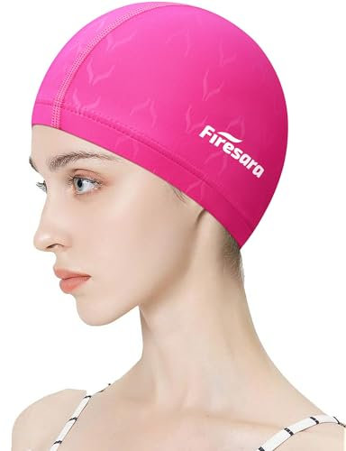 Firesara Cuffia da bagno in tessuto a coda di pesce per uomini e donne, cuffia da nuoto traspirante ad alta elasticità, protezione dei capelli, asciugatura rapida e morbida