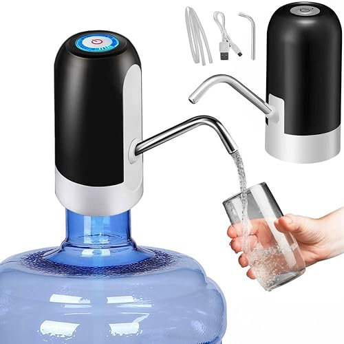 SGM HS-802 5 Gallon Water Bottle Pump, USB Charging Portable Electric Water Pump for for for 2-5 Gallon Jugs USB Charging Portable Water Dispenser for Office, Home, Camping, Kitchen