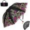 Aikelai Vintage Spitze Regenschirm Damen,3D Blume Regenschirm Sturmfest,Umbrella Windproof,Taschenschirme mit Aufbewahrungstasche (8337-schwarz)