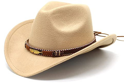 Qianderer Cowboyhut für Damen, Westernhut für Herren, Cowboy-Filzhut, verstellbarer Outdoorhut