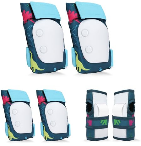 YOOXARMOR Set di Protezioni per Bambini da 3 a 8 Anni, Ginocchiere, Gomitiere, Polsiere Regolabili per Pattini a Rotelle, BMX, Bici,Ciclismo,Skateboard,Pattini in linea,Monopattini[6 Pezzi]
