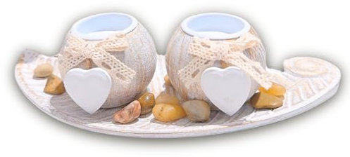 GOGOGREAT Wood Tealight Candle Holder Set, White Tea Light Pillar Candle Holders with Wooden Tray, Leaf-Shaped Decorative Bowl, Candle Tray