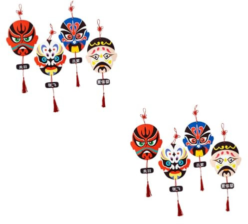Alipis 8 Pièces Ornements Suspendus de Maquillage du Visage pendentifs Masques faciaux Pendentif Pompon Noeud Chinois - Masques faciaux Accessoires d'opéra de pékin