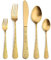 NSTVVEE 30 Piece Cutlery Set for 6, Stainless Steel Cutlery Set, Modern Imperial Flatware Set, Include Knife/Fork/Spoon & Long Teaspoon/Salad Fork Dishwasher Safe Cutlery Carving