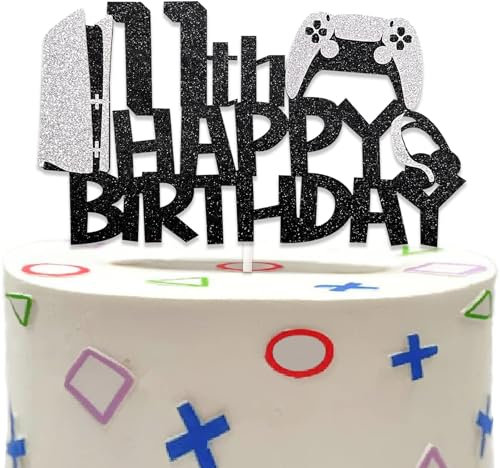 DazzJoy Videospiel Tortendeko 11 Geburtstag Junge,Gaming Geburtstagsdeko 11 Jahre Junge,Tortendeko Gaming 11 Geburtstag Mädchen,Cake Topper Geburtstag 11 Jahre Mädchen,Kuchendeko Junge 11 Jahre