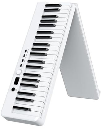ZHJOPP 88 Key Foldable Piano Keyboard Full Size Semi-Weighted Electric Piano Portable Travel Piano Rechargeable Support Bluetooth MIDI Mode For Beginners (White)