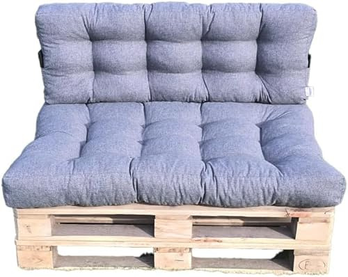 Filippo Palettenkissen Set Outdoor - Sitzkissen 120 x 80, Rückenkissen 120 x 40 - Komfort Polster Für Palettenmöbel - Doppelseitiges Palettenauflagen Wasserabweisend, UV-beständig für Europaletten