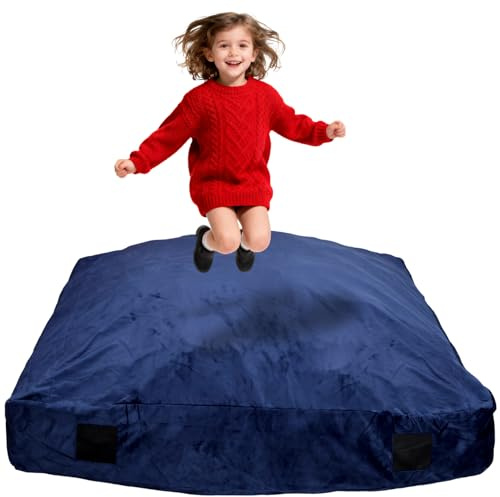 WOUDY Crash Mats for Kids Sensory, Sensory Pads for Autistic Children,Soft Foam Landing Zone, Soft, High-Density Foam Landing Zone Provides Safe Sensory, with Washable Cover(3ft*3ft) Blue