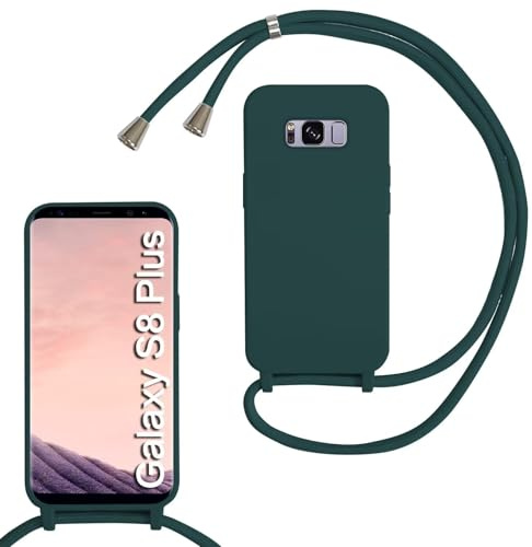 xinyunew Handykette für Samsung Galaxy S8 Plus Hülle mit Band, Handyhülle mit Schnur zum Umhängen, weiche TPU Silikonhülle mit Band [abnehmbar] Halskettenhülle für Samsung Galaxy S8 Plus-Grün