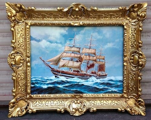 Pintici Gemälde Schiffe 56x46 cm Kunstdruck Bild Wandbild Meer Segelschiff Maritime Wandbild Wandeko Wohnzimmerbild Gerahmte GemäldeSegelschiff in Ozean Room Decor