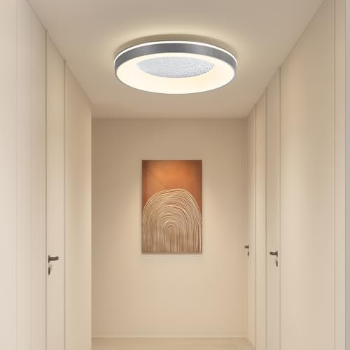 Mikeru 30cm LED Ring Deckenleuchte, Graue Deckenleuchte Wohnzimmer 3000K/4500K/6500K Nicht Dimmbare Deckenleuchten Badezimmer Lampe Decke für Küche, Esszimmer, Konferenzraum