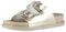 VAN HILL Damen Pantoletten Flach Nieten Bequem Schuhe 216847 Gold Robust 39