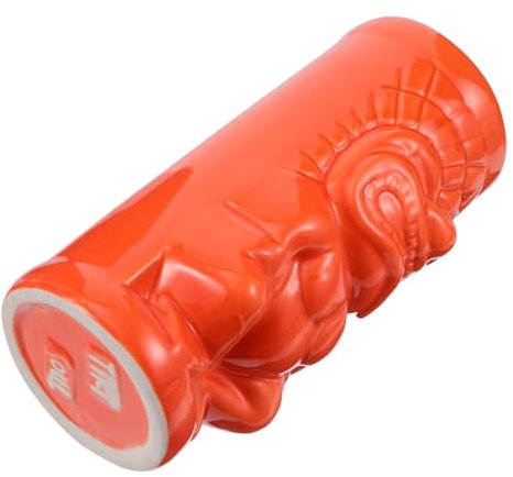 GRIRIW Tiki Cup Ceramic Cocktail Mug Smooth Surface Orange Martini Tumbler for Cocktails Mixed Drinks