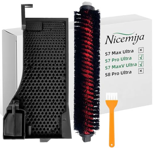 Nicemiya S7 Pro Ultra/ S7 Maxv Ultra Wasserfilter & Reinigungsbürste Assembly Zubehör Kompatibel mit Roborock S7 Maxv Ultra, S7 Pro Ultra,G10, G10S, O35, Staubsauger-Reinigungs-Tankfilter