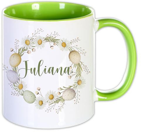 Unikatolo Ostertasse mit Name personalisiert, lustig witziges Ostergeschenk als Kleinigkeit für Kinder & Erwachsene Frühlingstasse mit Blumen kleine Geschenkidee (Ostern - 3)