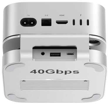 Qwiizlab Hub de support Mac mini M4/M4 Pro 40 Gbit/s avec boîtier SSD USB4 NVMe, hôte USB-C, 3 USB-A 2.0, audio 3,5 mm, prend en charge M.2 PCIe jusqu'à 8 To, compatible avec Thunderbolt 4/5