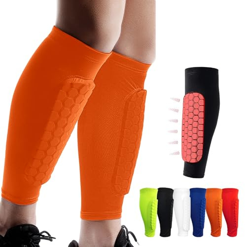 Schienbeinschoner Kinder Fussball - mit Wabenpolsterung Shin Pads | Fußball Schienbeinschoner Herren - Leichte Atmungsaktive Protektoren für Fußball, Silikon-Grip-Streifen, für Jungen Mädchen