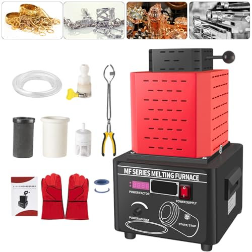 Horno Portátil Para Fundir Oro Con Crisol De Grafito, Horno De Fusión 5000W, Horno Digital De Fusión 1600℃/2912℉, Kit De Fundición De Metales, Tiempo De Fusión 3-5 Minutos,2Kg