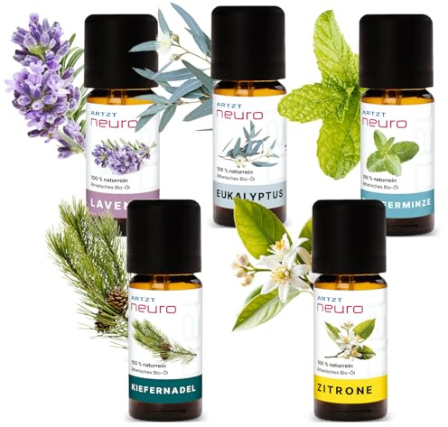 ARTZT neuro Duftöl Set 5 x 10 ml | Riechtraining Set | Natürliche ätherische Öle Bio | Ätherische Öle naturrein | Geruchstraining Set | Smell Training Kit | Aromatherapie