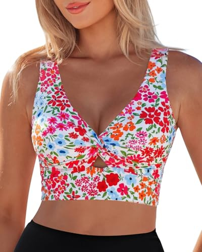 Vetinee Swim Top Bandeau Bikini Top Swim Bra Blooming Floral Size Large Fits UK 16-18