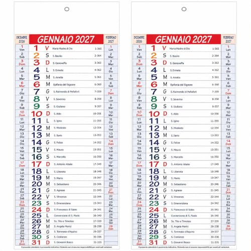 2 Calendario 2027 olandese da Parete Muro Silhouette 14x47 cm Trimestrale 12 fogli mensile Carta patinata Con Camponote Carta usomano (multicolore)