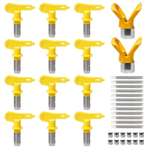 12Pzs Boquilla Airless con 2 Asientos de Boquilla 12 Airless Pistola Filtro | Boquilla para Airless Boquillas sin Aire para Pulverizador Pintura(Tipo 109,111,209,211,311,315,411,415,515,517,621,623)