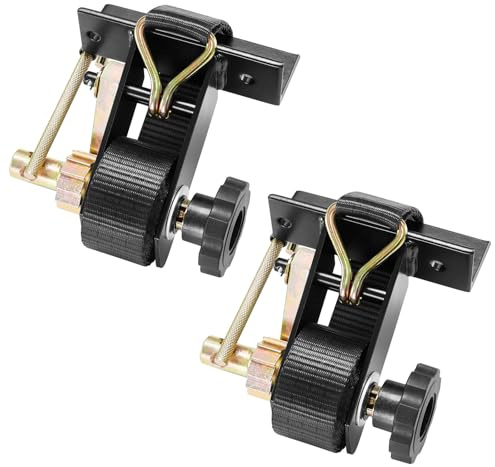VEVOR Sangle à Cliquet Galerie de Toit 38,1 mm x 2,25 m Sangles d'Arrimage Barres de Toit Lot de 2 pour Attacher Chargement, avec Support de Tube Carré Noir Crochets en J Capacité de Charge 226,8 kg
