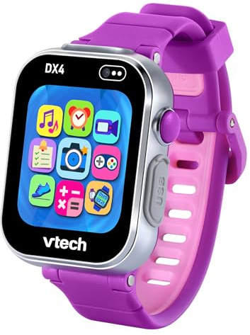 VTech KidiZoom DX4 Smartwatch Couleur Framboise, Double Appareil Photo pour Photos et Selfies, Jeux, podomètre, écran Vertical Couleur, Lecteur de Musique, Version ESP