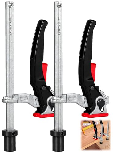 ZUGJOZD 2Stück Ganzstahl Hebelzwinge 20mm mit Hebelgriff, Niederhalter spannelement Spannbereich 160mm Ausladungstiefe 60 mm, multifunktionstische zubehör 20mm spannkraft 500n schweißtisch&CNC