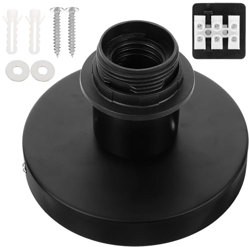 Douille Plafond E27 Support Lampes à Visser, en Métal Noir | Pièce Renforcée, Design Polyvalent, Vis de Montage Incluses, pour Luminaires DIY