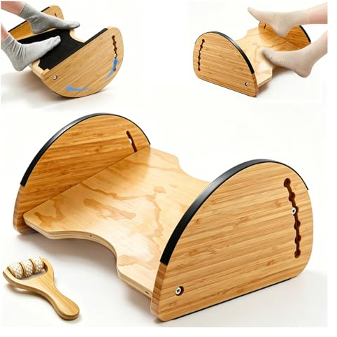 2in1 Fußstütze Schreibtisch Wippend Holz Fußwippe 6 Fach Höhenverstellbare Fußablage Schreibtisch für Haus Büro bis Ergonomisches Sitzen Unterlage Gegen Rücken Nackenschmerzen Fußhocker Schreibtisch